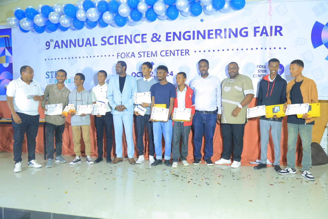 Students receiving awards at a national competition